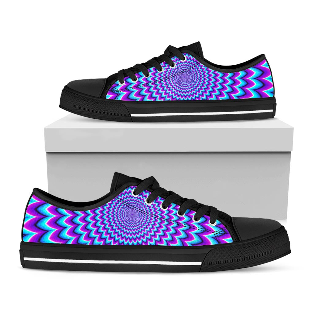 Blue Expansion Moving Optical Illusion Black Low Top Sneakers