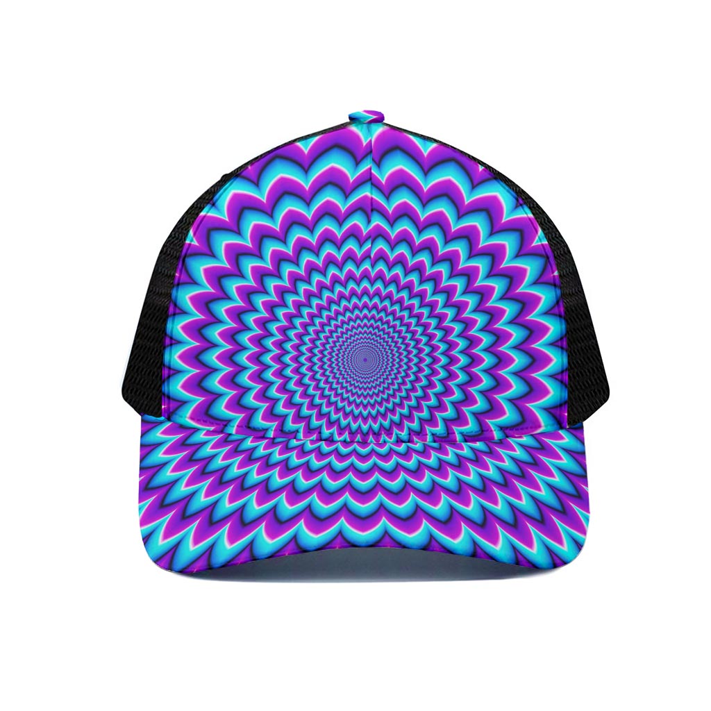 Blue Expansion Moving Optical Illusion Black Mesh Trucker Cap