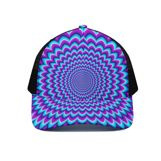 Blue Expansion Moving Optical Illusion Black Mesh Trucker Cap