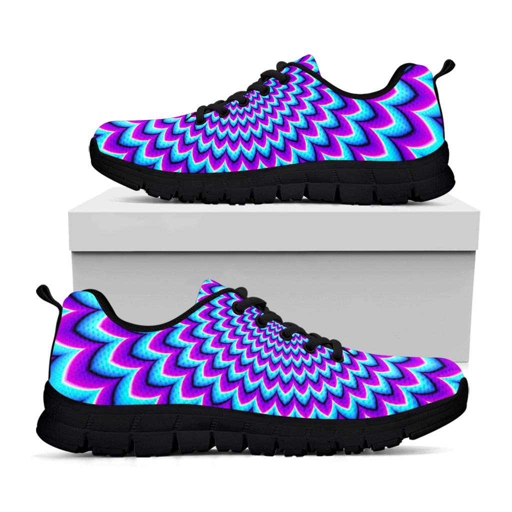 Blue Expansion Moving Optical Illusion Black Running Shoes