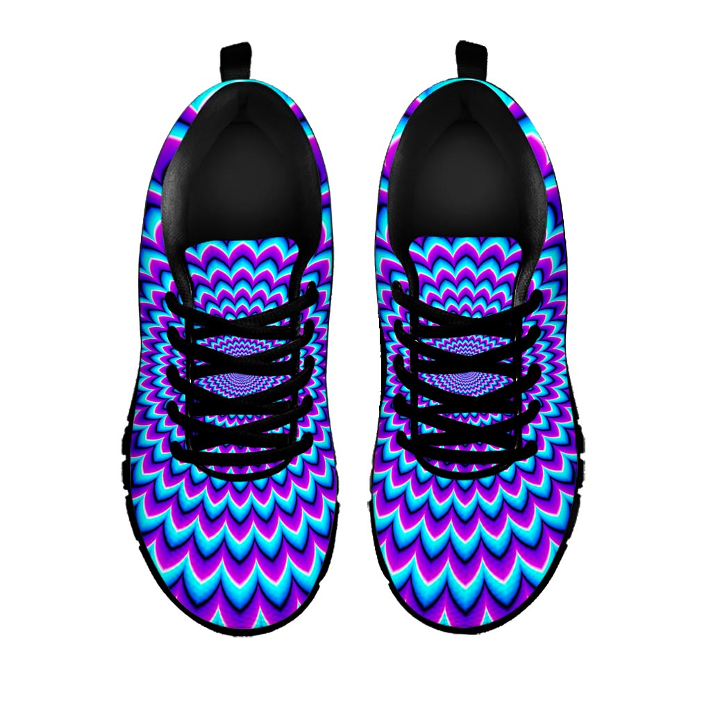 Blue Expansion Moving Optical Illusion Black Running Shoes