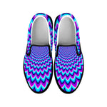 Blue Expansion Moving Optical Illusion Black Slip On Sneakers