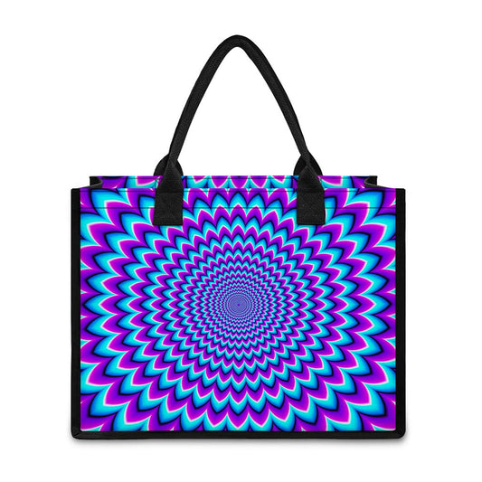 Blue Expansion Moving Optical Illusion Canvas Tote Bag