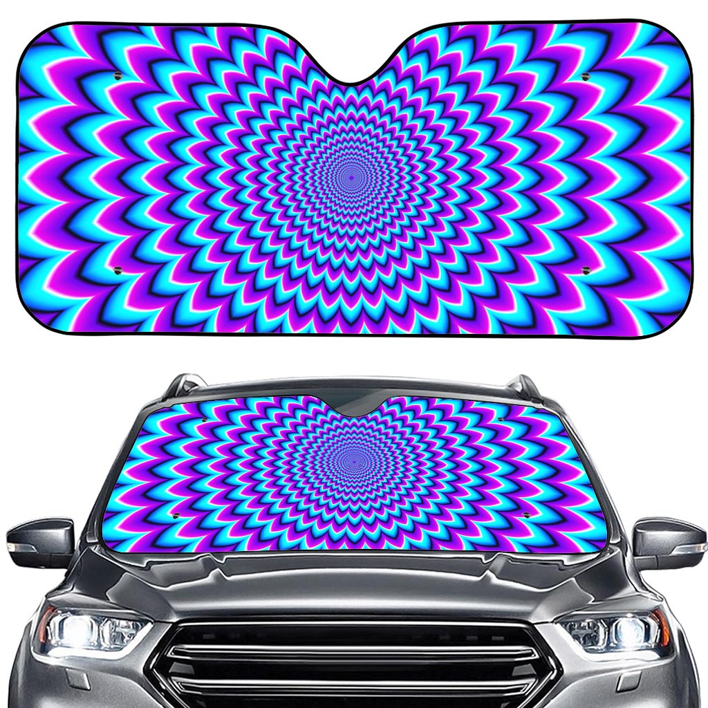 Blue Expansion Moving Optical Illusion Car Windshield Sun Shade