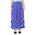 Blue Expansion Moving Optical Illusion Chiffon Maxi Skirt
