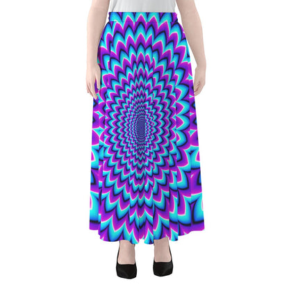 Blue Expansion Moving Optical Illusion Chiffon Maxi Skirt