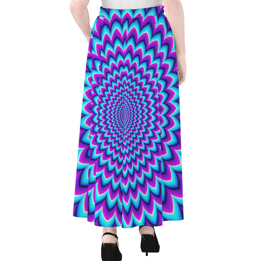 Blue Expansion Moving Optical Illusion Chiffon Maxi Skirt