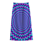 Blue Expansion Moving Optical Illusion Cotton Front Slit Maxi Skirt