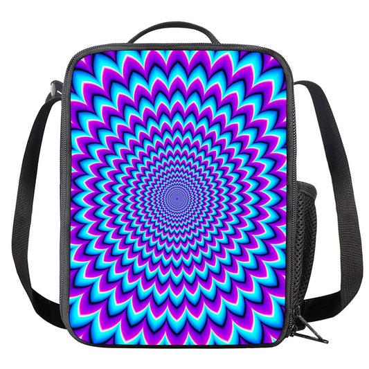 Blue Expansion Moving Optical Illusion Crossbody Lunch Bag