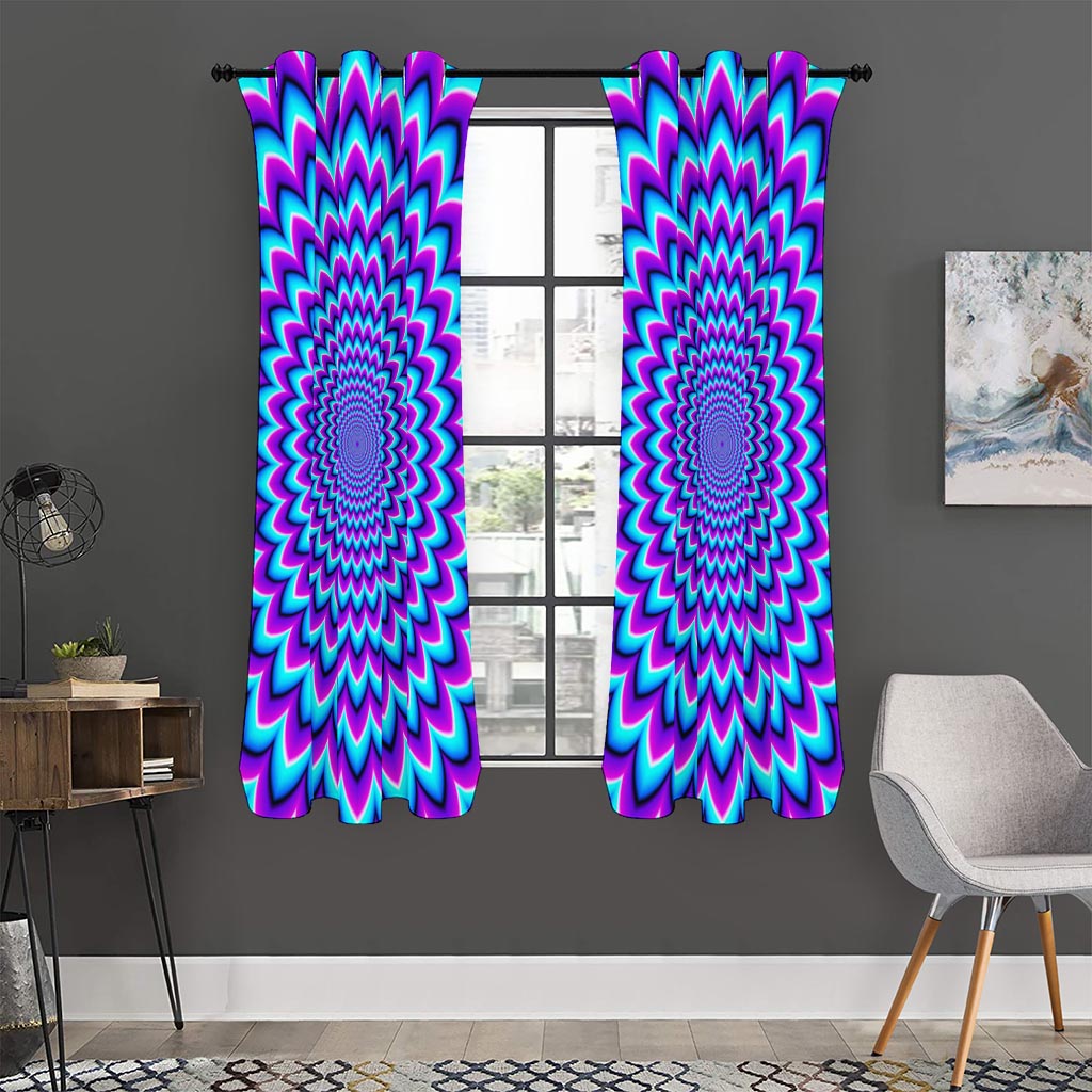 Blue Expansion Moving Optical Illusion Curtain