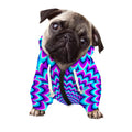 Blue Expansion Moving Optical Illusion Dog Zip Up Hoodie