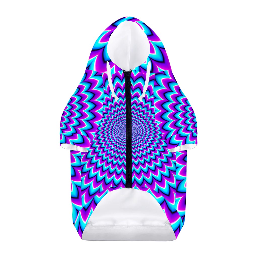 Blue Expansion Moving Optical Illusion Dog Zip Up Hoodie