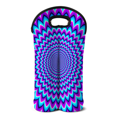 Blue Expansion Moving Optical Illusion Double Neoprene Wine Tote
