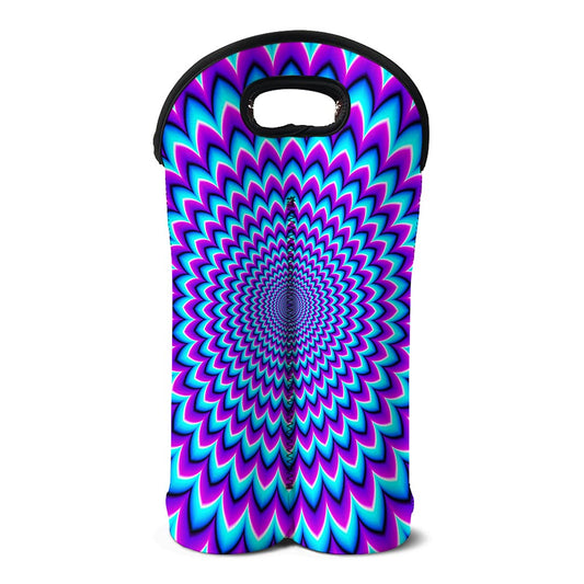 Blue Expansion Moving Optical Illusion Double Neoprene Wine Tote