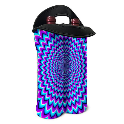 Blue Expansion Moving Optical Illusion Double Neoprene Wine Tote