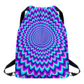 Blue Expansion Moving Optical Illusion Drawstring Backpack