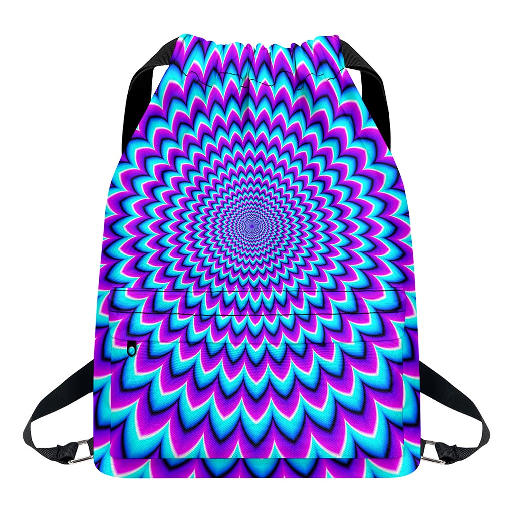 Blue Expansion Moving Optical Illusion Drawstring Backpack