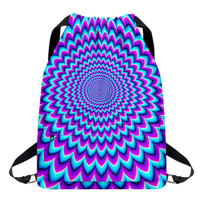 Blue Expansion Moving Optical Illusion Drawstring Backpack