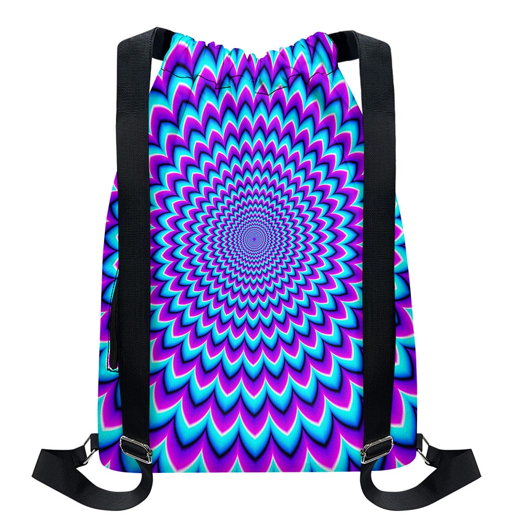 Blue Expansion Moving Optical Illusion Drawstring Backpack
