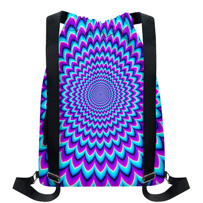 Blue Expansion Moving Optical Illusion Drawstring Backpack