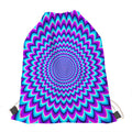 Blue Expansion Moving Optical Illusion Drawstring Bag