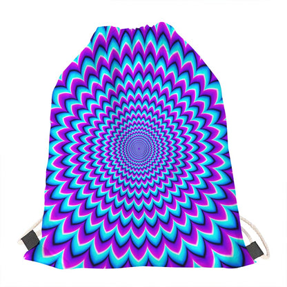 Blue Expansion Moving Optical Illusion Drawstring Bag