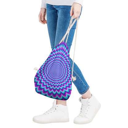 Blue Expansion Moving Optical Illusion Drawstring Bag