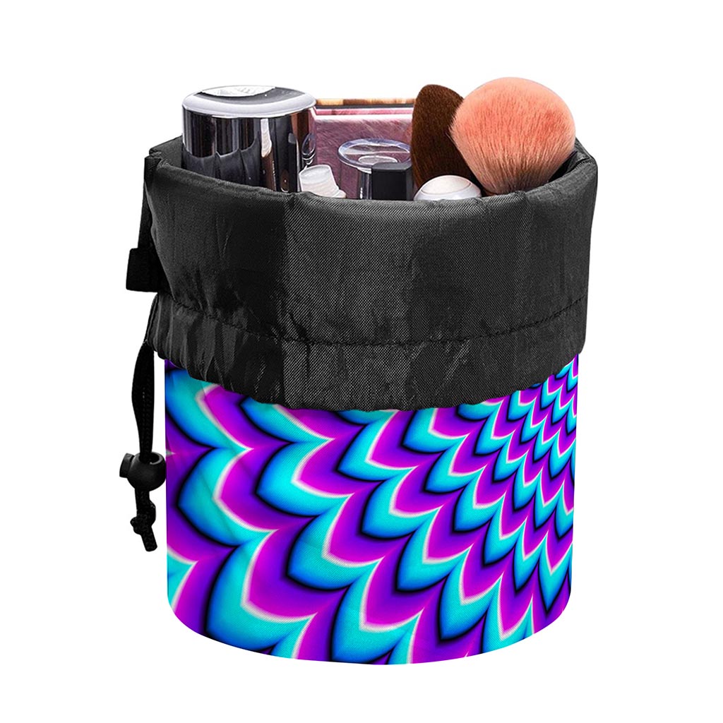 Blue Expansion Moving Optical Illusion Drawstring Makeup Bag