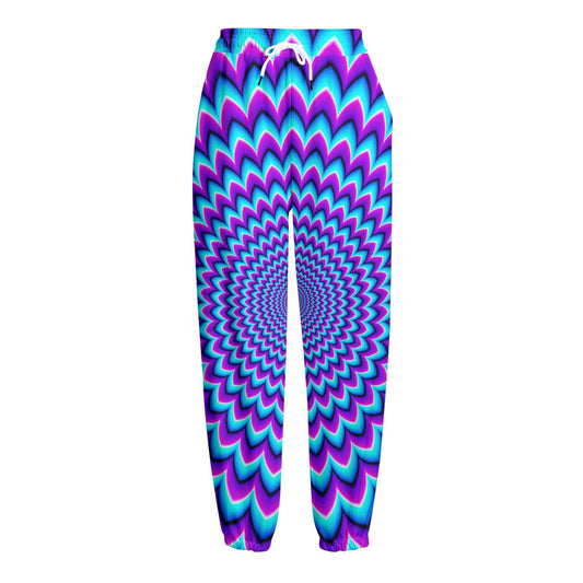 Blue Expansion Moving Optical Illusion Fleece Lined Knit Pants