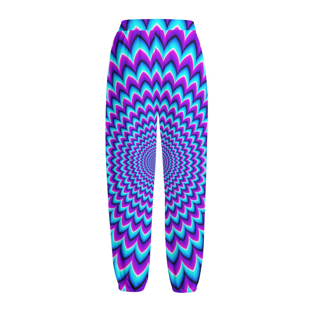Blue Expansion Moving Optical Illusion Fleece Lined Knit Pants