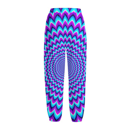 Blue Expansion Moving Optical Illusion Fleece Lined Knit Pants