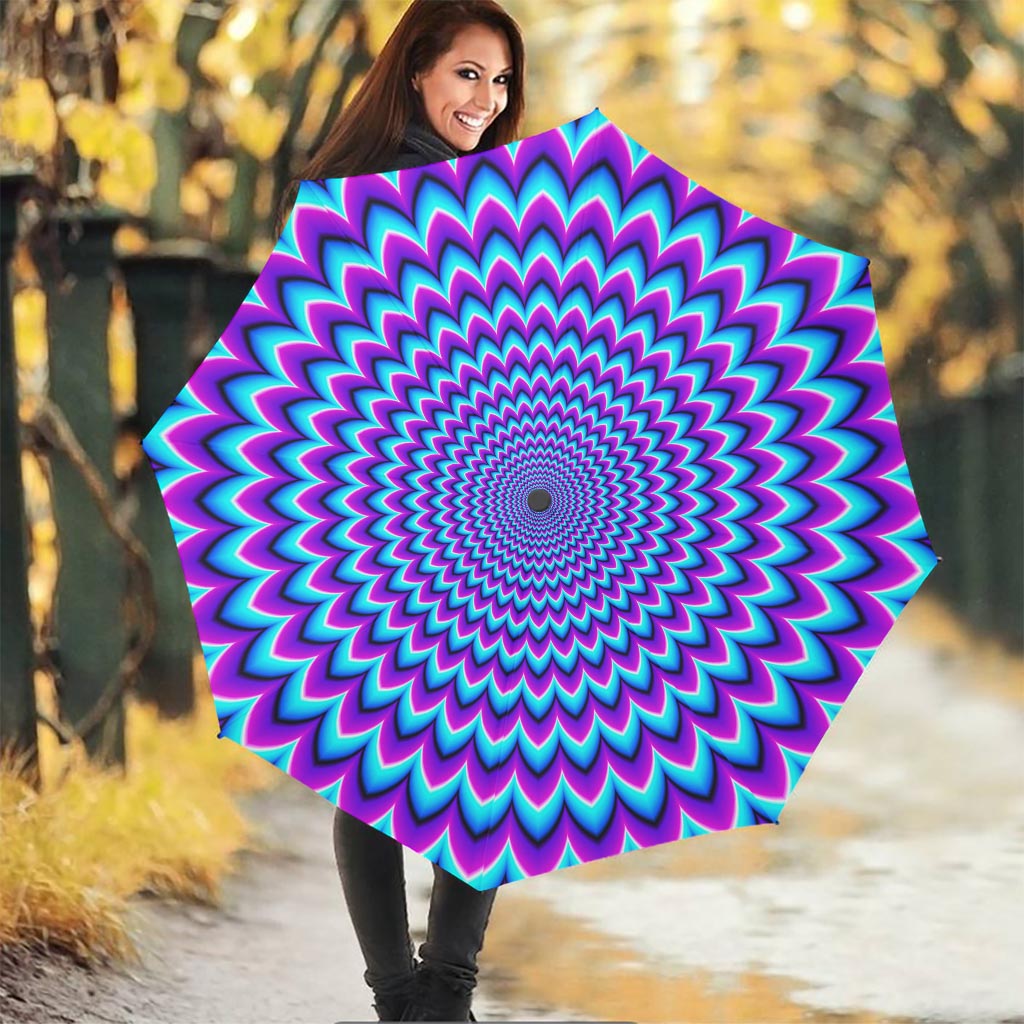 Blue Expansion Moving Optical Illusion Foldable Umbrella