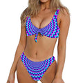 Blue Expansion Moving Optical Illusion Front Bow Tie Bikini