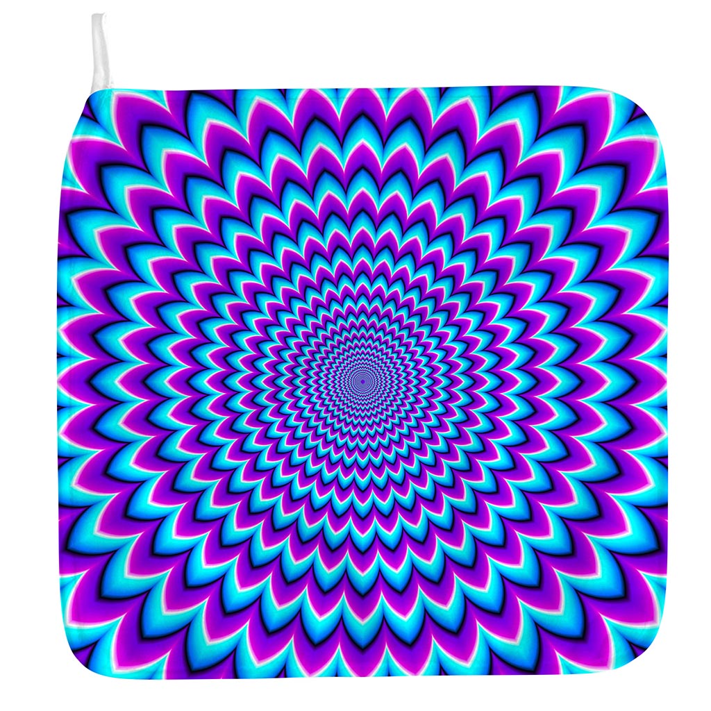 Blue Expansion Moving Optical Illusion Hand Towel