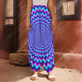 Blue Expansion Moving Optical Illusion Harem Pants