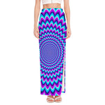 Blue Expansion Moving Optical Illusion High Slit Maxi Skirt
