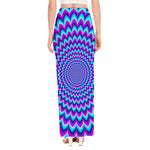 Blue Expansion Moving Optical Illusion High Slit Maxi Skirt