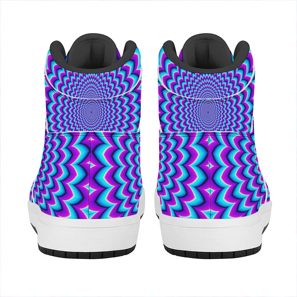 Blue Expansion Moving Optical Illusion High Top Leather Sneakers