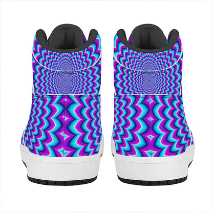 Blue Expansion Moving Optical Illusion High Top Leather Sneakers