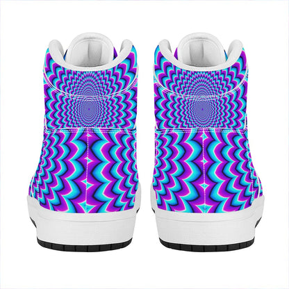 Blue Expansion Moving Optical Illusion High Top Leather Sneakers