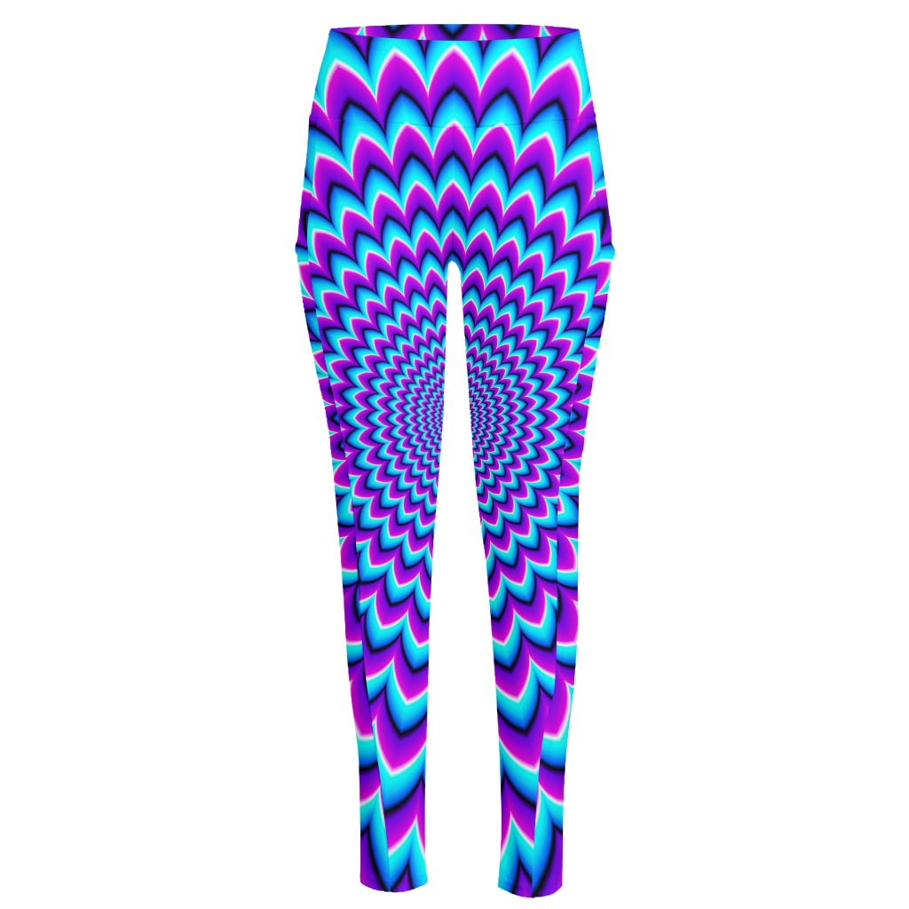 Blue Expansion Moving Optical Illusion High-Waisted Pocket Leggings