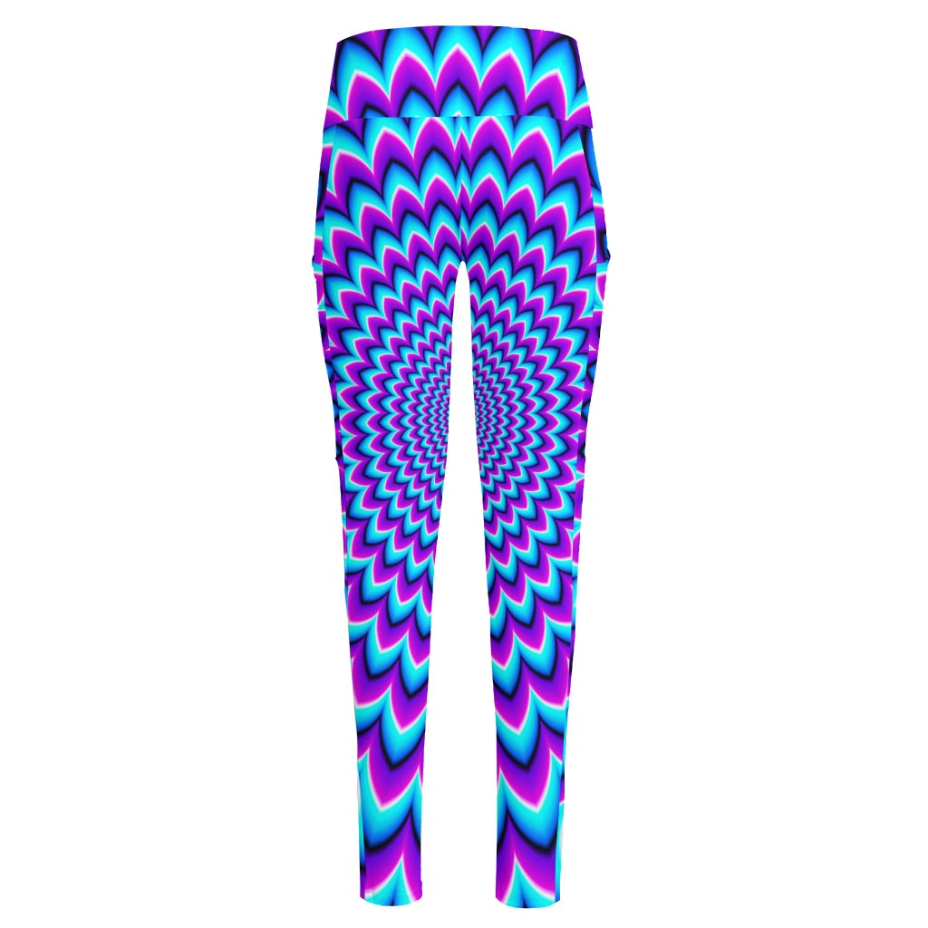 Blue Expansion Moving Optical Illusion High-Waisted Pocket Leggings