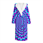 Blue Expansion Moving Optical Illusion Hooded Bathrobe
