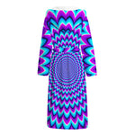 Blue Expansion Moving Optical Illusion Hooded Bathrobe