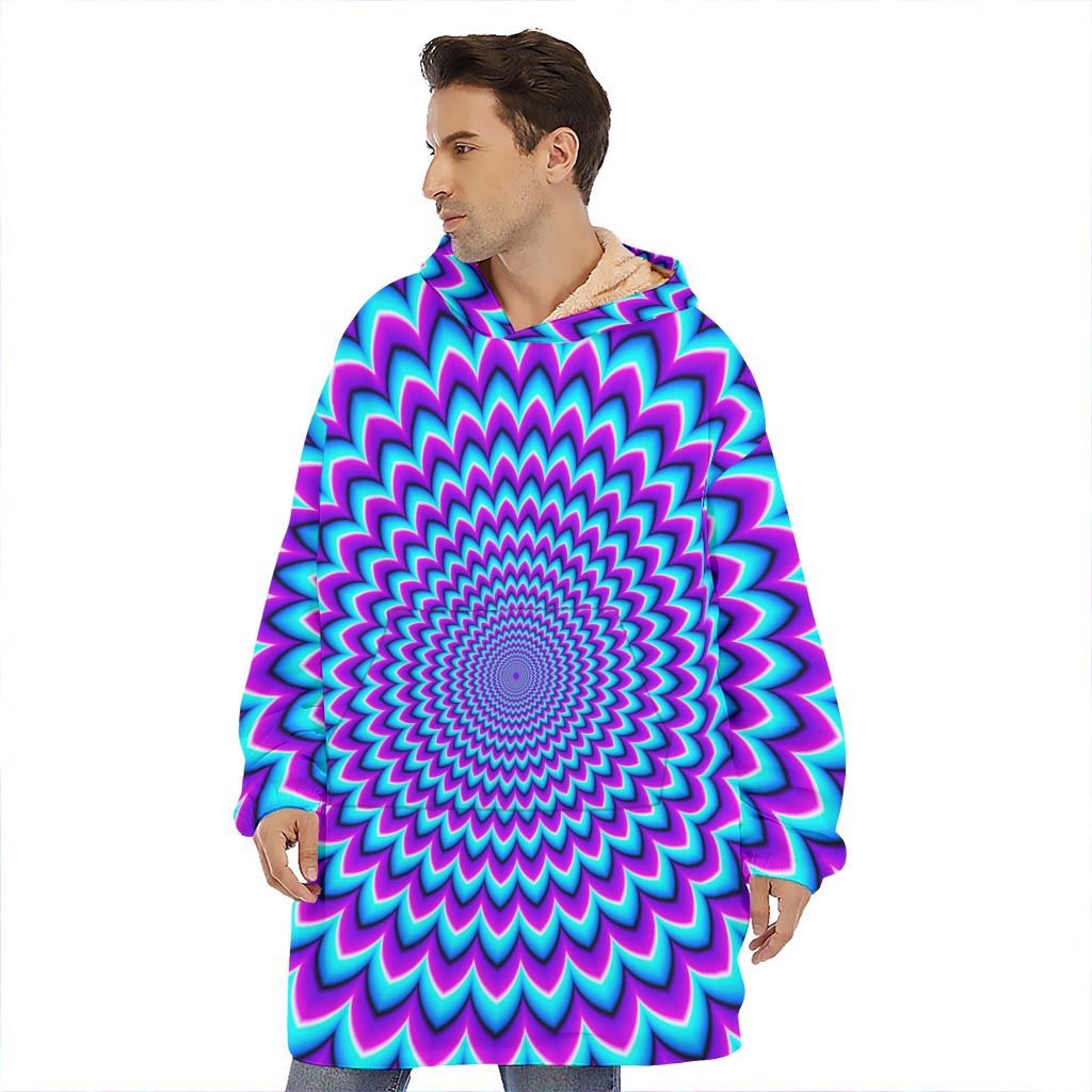 Blue Expansion Moving Optical Illusion Hoodie Blanket