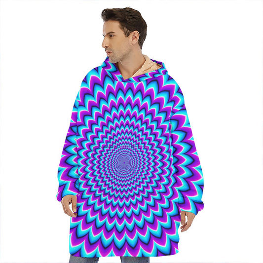 Blue Expansion Moving Optical Illusion Hoodie Blanket