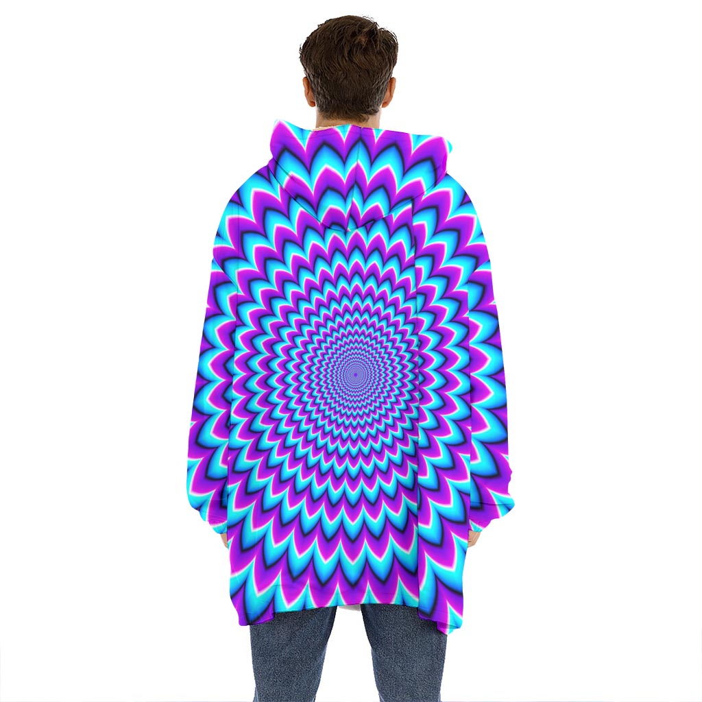 Blue Expansion Moving Optical Illusion Hoodie Blanket
