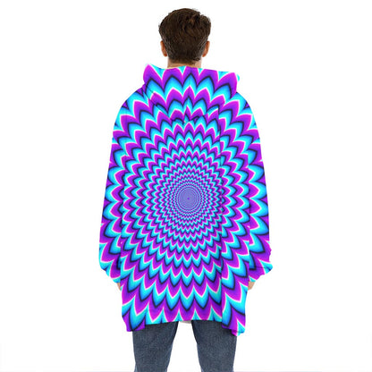 Blue Expansion Moving Optical Illusion Hoodie Blanket
