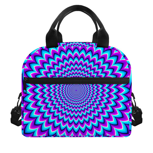 Blue Expansion Moving Optical Illusion Insulated Lunch Bag