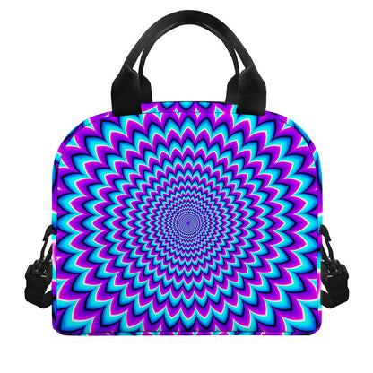 Blue Expansion Moving Optical Illusion Insulated Lunch Bag
